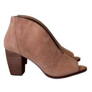 Lucky Brand Joal Suede Open-Toe Block Heel Booties women’s size 7.5